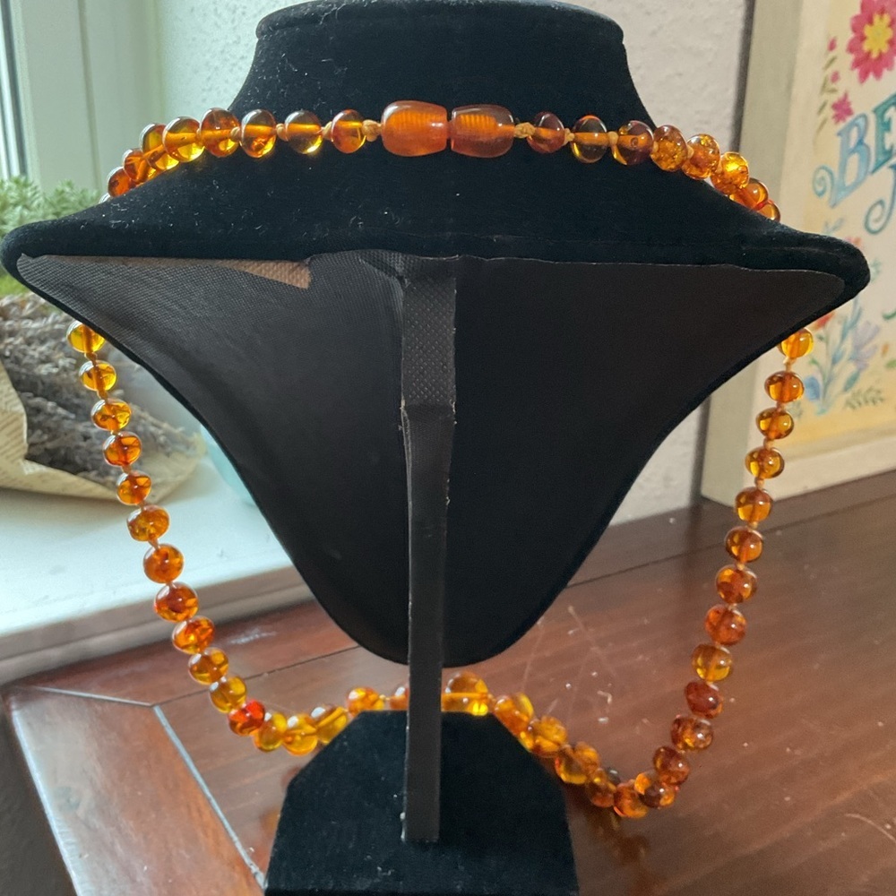 Vintage Long Baltic Amber Cognac Graduated Bead Necklace 29” - Picture 4 of 14